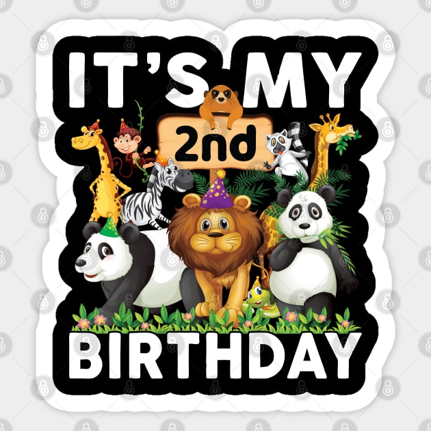 Safari Zoo Animals Lover Birthday Shirt Its My 2nd Birthday Party Sticker by Sowrav